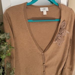 ANN TAYLOR LOFT TAN CARDIGAN SIZE LARGE